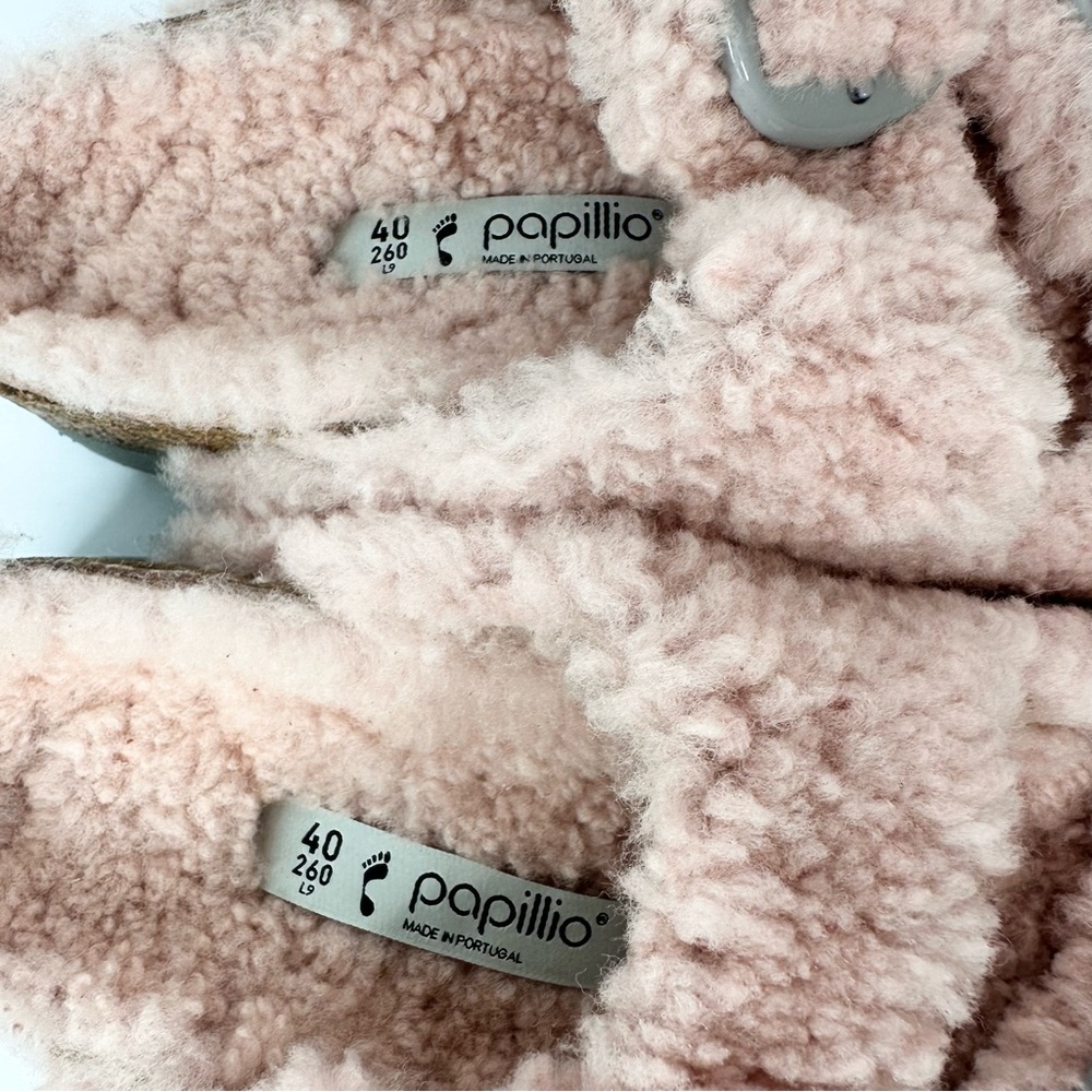 NWT Birkenstock Papillio Arizona Big Buckle Shearling fuzzy sandal pink 40/9 - Picture 6 of 17
